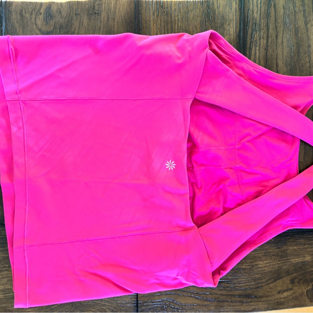 Athleta bright pink tank with built in shelf bra